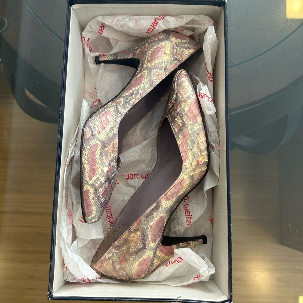 Stuart Weitzman Multicolor Snake Print Heels